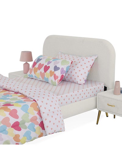 اشتري Hearts Queen-Sized Fitted Sheet Set, Multicolour - 150x200 cm في الامارات