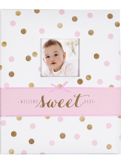 Buy White Pink and Gold Polka Dot Baby Memory Book for Girls 60 Pages in Saudi Arabia