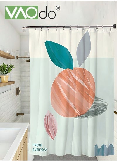 Buy Polyester Printing Shower Curtain Peach Image Printing Easy to Clean Polyester Material Thickened Impermeable Machine Washable Warm Shower Curtain in UAE