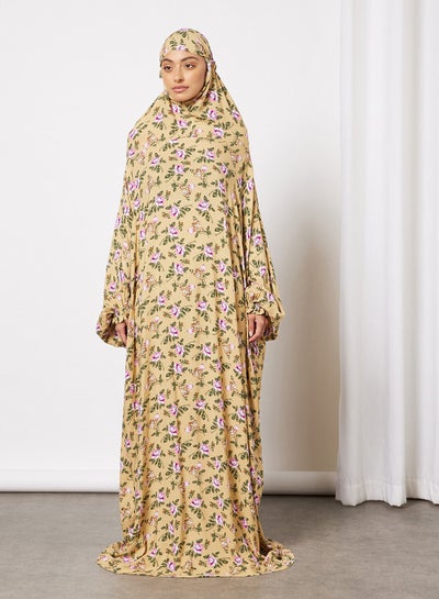 اشتري ثوب صلاة مزود بحجاب متصل ومزين بنقشة زهور في السعودية