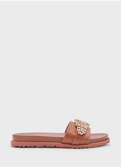 Buy Embellished Trim  Flat Sandal in UAE