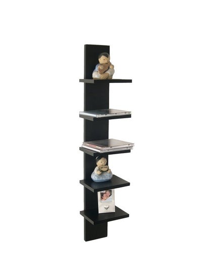 Buy gad woods 5 Tier Vertical Floating Wood Shelf Black- MDF Vertical Hanging Wood Shelf - Wooden Wall Shelves for Bedroom and Living Room in Egypt