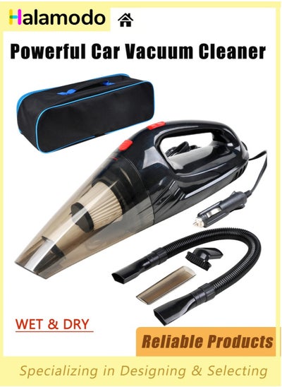 Buy Car Vacuum Cleaner, Strong Cyclone Suction Cleaner, Wet Dry Dual Use Handheld Car Cleaners, with Portable Storage Bag and Connector, for Car Pet Hair Home Cleaning, 12V 120W in UAE