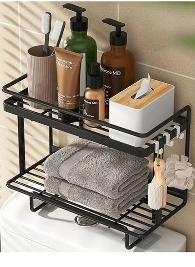 Buy 1-Piece 2-Tier Toilet Storage Rack Black 34 x 33 x 15.5 Centimeter in UAE