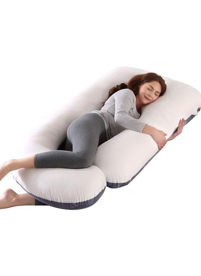 Buy Pregnancy Pillows for Sleeping, Full Body Pillow Comfort Maternity Pillow with Zipper Removable Velvet Cover - Support for Back, Hips, Legs, Belly for Pregnant Women (Grey+White, Velvet) in Saudi Arabia