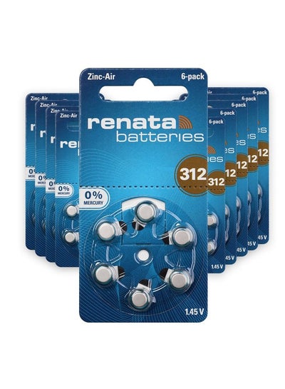 Buy 60-Pieces Renata Zinc Air Hearing Aid Batteries Size 312 in UAE