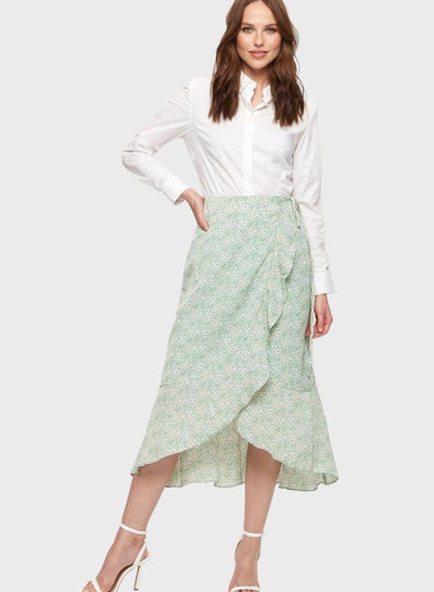 Buy Printed Ruffle Tie Detail Skirt in UAE