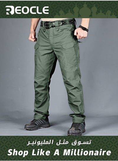 Buy Mens Tactical Pants Durable Cargo Work Trousers Water-Repellent Tactical Casual Pants Four Seasons for Hiking Climbing Green in UAE