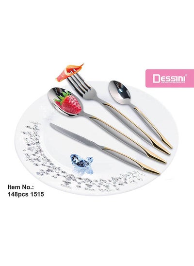 Buy Dessini 148Pcs Cutlery Set Silver/Gold in UAE