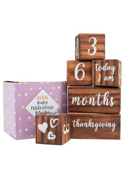 Buy Farmhouse Baby Monthly Milestone Blocks Usa Certified Safe Age Blocks For Baby Milestone Best Baby Gifts For Baby Shower Newborn Photography Props Baby Photo Props Month Baby Milestone Blocks in UAE