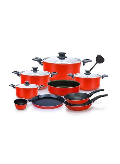 Buy Kitchen Cooking Set 14 Pcs (pot 18-20-22-26 frying pan 18-24 oven tray 26- casserole 16- pizza tray 26 - distribution) in Egypt