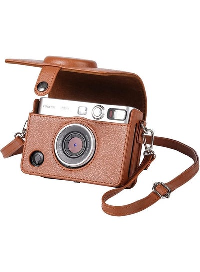 Buy Camera Case Compatible with Adjustable Shoulder Strap in Brown Lychee Texture for Fuji Mini EVO Camera, Camera Case with Horizontal Style in Saudi Arabia