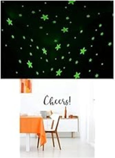 اشتري Bundle of 100 Pcs Home Wall Glow In The Dark Stars Stickers Kids Room Decoration + Cheers Sticker wall art 55x23 Black في مصر