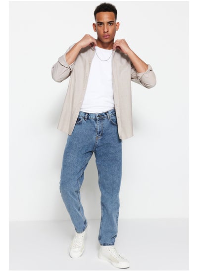 Buy Blue Men Relax Fit Boyfriend Jeans Denim Trousers in Egypt