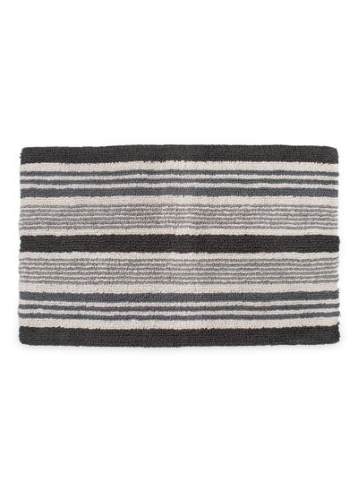 اشتري Reversible Striped Bath Rug, Grey - 85X2 Cm في الامارات