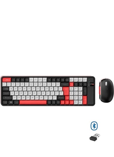 Buy QW06 Wireless 2.4G, Bluetooth Keyboard and Mouse Combo english & arabic (Red) in Egypt