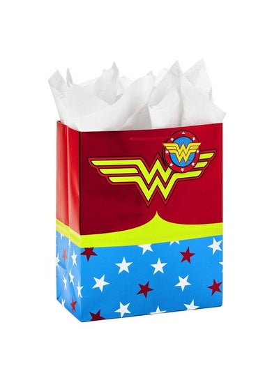 اشتري 13" Large Wonder Woman Gift Bag With Tissue Paper For Birthdays Mother'S Day Nurses Day Graduations Valentines Day Teacher Appreciation Or Any Occasion في السعودية