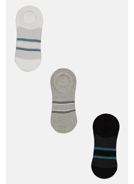 Buy Men 3 Pair Knitted Invisible Socks, Grey/Black/Grey in UAE