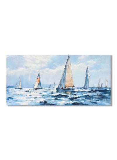 Buy Rabat Sailboat In Ocean Canvas Wall Art Sky And Ocean Meet In A Seamless Blend Of Colors Serene Nautical Scene Perfect For Home Office Living Room Decor, Adds Tranquility And Coastal Charm 60X120X3Cm in UAE