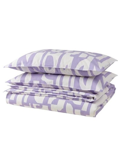 Buy Duvet Cover And 2 Pillowcases, White/Lilac, 240X220/50X80 Cm in Saudi Arabia