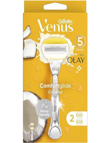 Buy Gillette Venus Comfort Coconut Metal Handle + 2 Razor Olay in Egypt