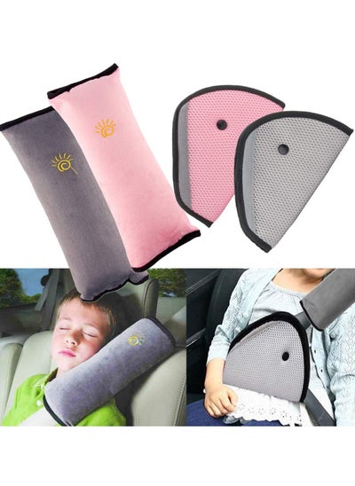 اشتري Seat Belt Adjuster and Pillow with Clip for Kids Travel, Neck Support Headrest Seatbelt Pillow Cover & Seatbelt Adjuster for Child, Car Seat Strap Cushion Pads for Baby Short People Adult في السعودية