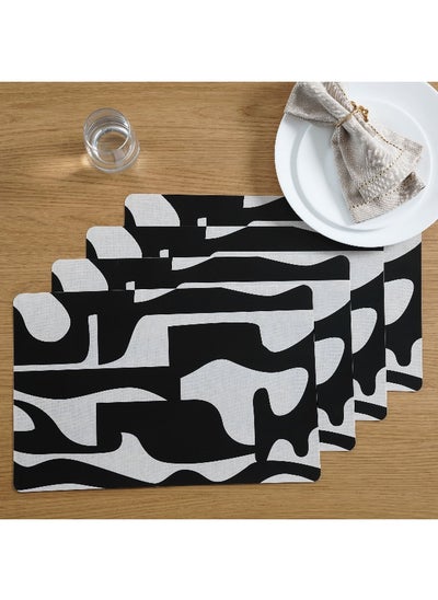 اشتري Croft 4-Piece Printed Placemat Set 28X43Cm - Black في الامارات