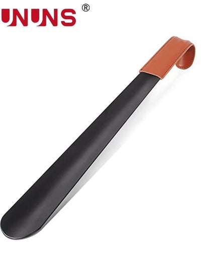 اشتري Shoe Horn Long Handle for Seniors,Metal Long Shoehorn Boot Horn for Boots,42CM Boot Horn with Leather Handle Extra Long Shoe Horn for Men Women Kids في الامارات