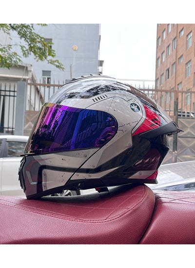 Buy New Double Mirror Helmet Semi Full Cover Four Seasons Motorcycle Helmet in Saudi Arabia