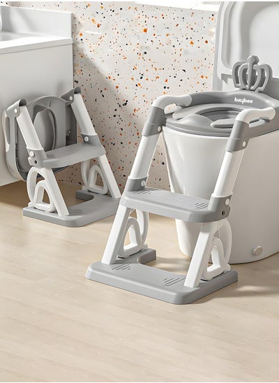 Buy Royal Baby Potty Seat for Kids With Ladder For Western Toilets Kids Toilet Potty Training Seat For Baby With Handle Cushion Kids Potty Chair Kids Potty Seat For Baby Kids 1 To 10 Years Boy Girl Grey in UAE