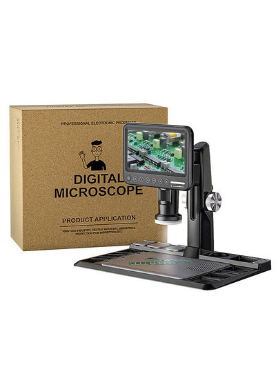اشتري Professional Digital Microscope 12 Million Pixels 7inch IPS Touching Screen 50-1600X Magnification Soldering Microscope في السعودية