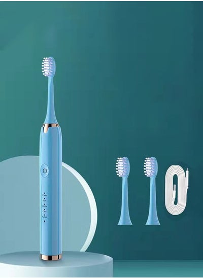 Buy Rechargeable Sonic Electric Toothbrush High-frequency Vibration IPX6 Waterproof Power Toothbrush 5 Modes Adjustable and Smart Electric Toothbrush with 3 Detachable Soft-bristle Brush Heads in Saudi Arabia