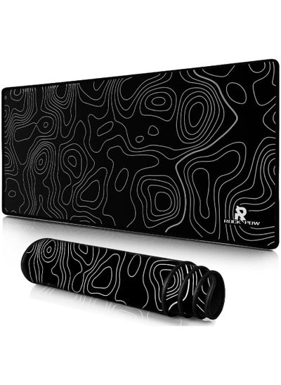 Buy Topographic Contour Large Gaming Mouse Pad 900*400mm Size with Stitched Edges Extended Mousepad with Superior Cloth Surface Non-Slip Rubber Base Water Resist Keyboard Pad（900 * 400 * 3mm） in Saudi Arabia