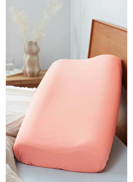 اشتري 2 Pcs Solid Pillow Case 80 x 40 cm, Peach and White في الامارات