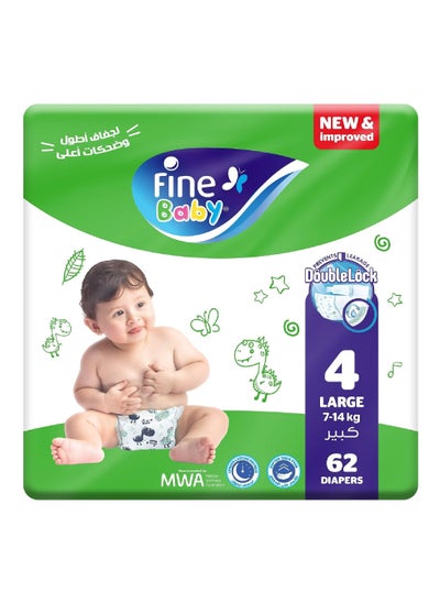 Buy Baby Diapers Size 4 Large 7–14 kg 62 Count in Saudi Arabia