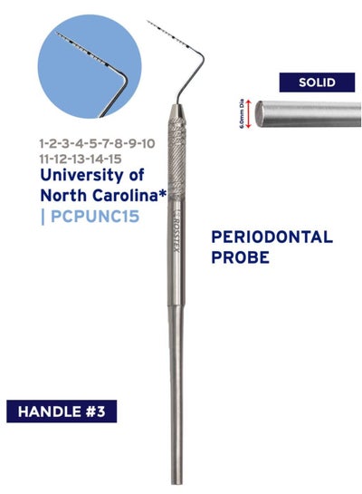 Buy Dental Instruments Periodontal Probe University Of North Carolina Single Ended Solid Handle in Saudi Arabia