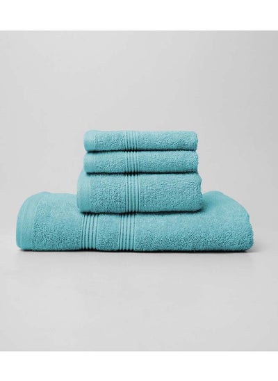 Buy 4 Pieces Set by La'Marvel, Turquoise 550 GSM 100% Cotton Luxury Home Towels in Saudi Arabia