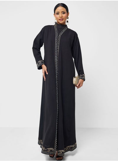 Buy Embroidered  Flared Sleeve Abaya in UAE