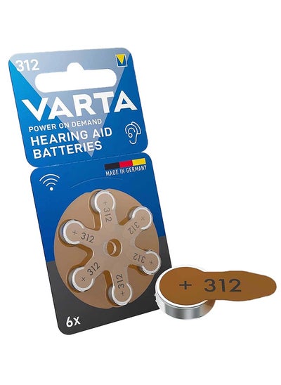 Buy Hearing aid batteries, brown type 312, PR41, 1.45 volts, 6 pieces, German made in Egypt