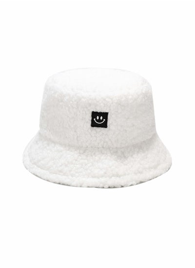 Buy Women Winter Plush Bucket Hats Vintage Smile Cloche Warm Faux Fur Wool Outdoor Fisherman Caps for Girls in UAE