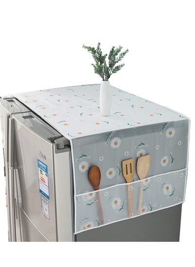 Buy Waterproof PEVA Refrigerator and Washing Machine Dust-Proof Cover - Multi-Purpose Top Covers with Storage Pockets, Floral Design for Double Door Fridges and Ovens in UAE