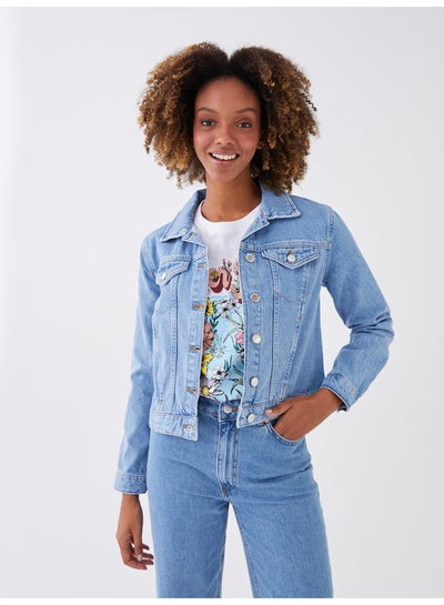 Buy Shirt Neck Regular Long Sleeve Women's Jean Jacket in Egypt