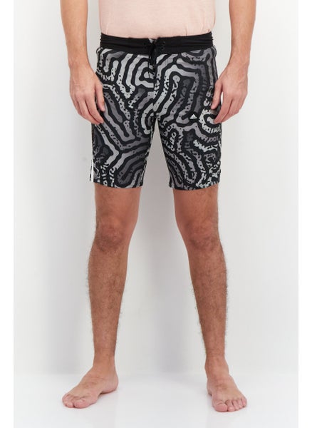 Buy Men Allover Print Board Short Swimwear, Black Combo in UAE