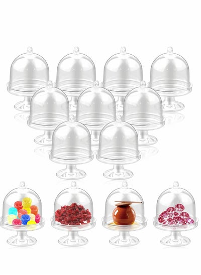 اشتري Dessert Cups, 12 Sets Small Plastic Dessert Table Decorations Stands with Dome, Mini Cake Stand Cupcake Stand Individual Cake Pop Dome Macarron Holders في السعودية