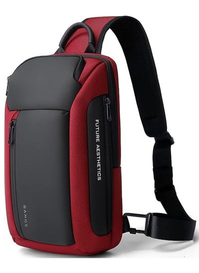 اشتري BANGE Sling Bag, Waterproof Men's Chest Bag Shoulder bags Crossbody Sling Backpack for Men(Red) في السعودية