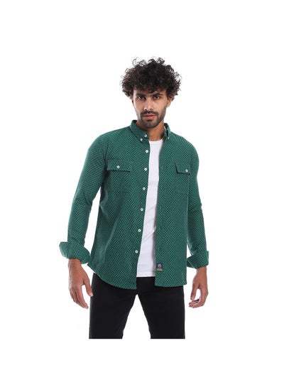 Buy Classic Collar Self Pattern Shirt - Green in Egypt