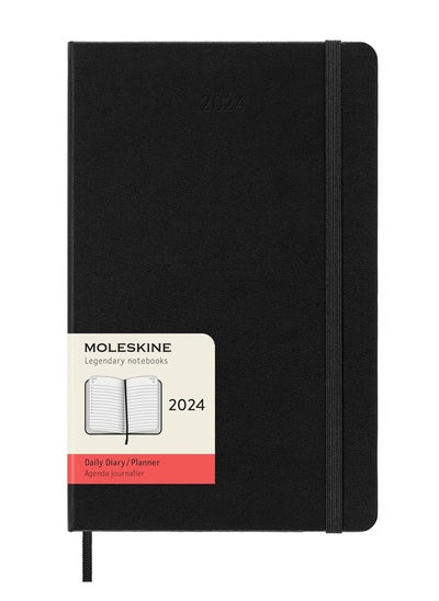 Buy 2024 Daily Planner Agenda Diary Soft Cover Black 13x21cm Large Size in UAE