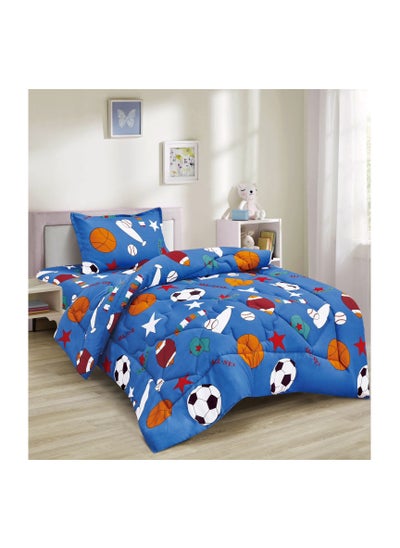 اشتري Soft and Fluffy Medium Fill Kids Bedspread Comforter Set 3pcs Single Size Bedspread for Boys Girls Fashion Print Double Side Stitched Pattern Soft and Breathable في السعودية