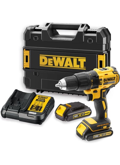 Buy DEWALT 18V BrUShless Compact Hammer Drill With 2 X 1.5Ah Lithium-Ion Batteries + Charger In Kitbox For wood Metal Yellow/Black Dcd778S2-Gb in Saudi Arabia