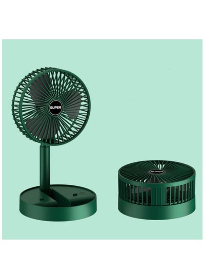 Buy USB Desktop Folding Fan Portable Mini Electric Desk Fan Small Dormitory Low-Noise Cooling Fan with Head Adjustable for Home Bedroom Office (Green) in UAE